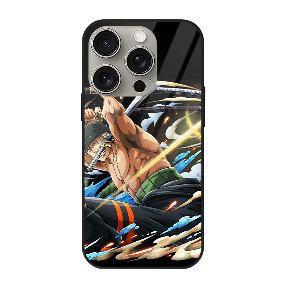 （画像用） ワンピース ロロノア・ゾロ ONE PIECE Roronoa Zoro 【iPhone15Pro対応】スマホケース 耐衝撃＆黄変防止 背面ガラス