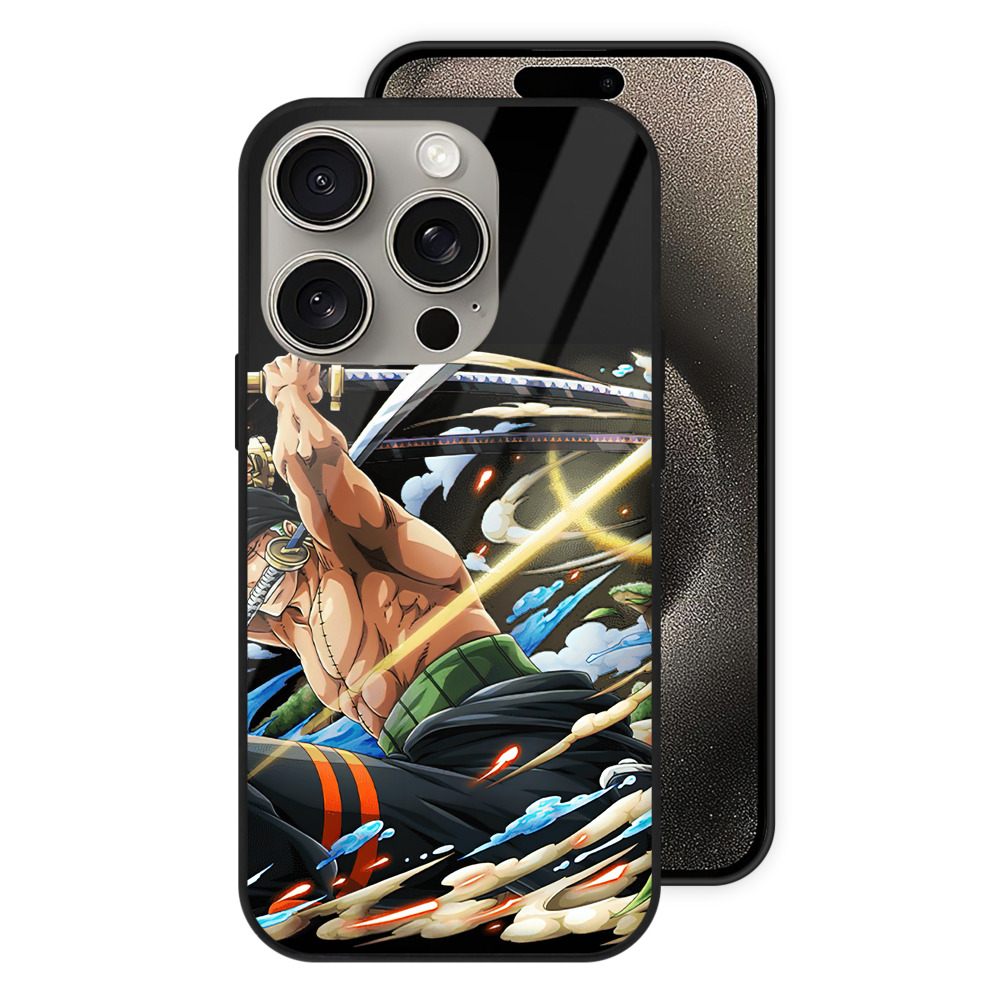（画像用） ワンピース ロロノア・ゾロ ONE PIECE Roronoa Zoro 【iPhone15Pro対応】スマホケース 耐衝撃＆黄変防止 背面ガラス