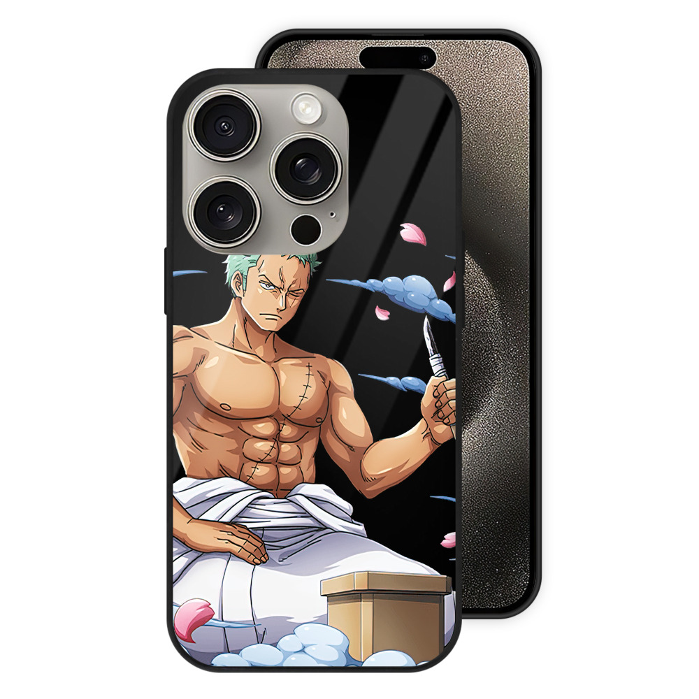 （画像用） ワンピース ロロノア・ゾロ ONE PIECE Roronoa Zoro 【iPhone15Pro対応】スマホケース 耐衝撃＆黄変防止 背面ガラス