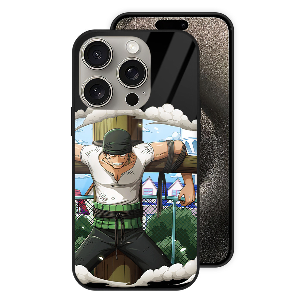 （画像用） ワンピース ロロノア・ゾロ ONE PIECE Roronoa Zoro 【iPhone15Pro対応】スマホケース 耐衝撃＆黄変防止 背面ガラス
