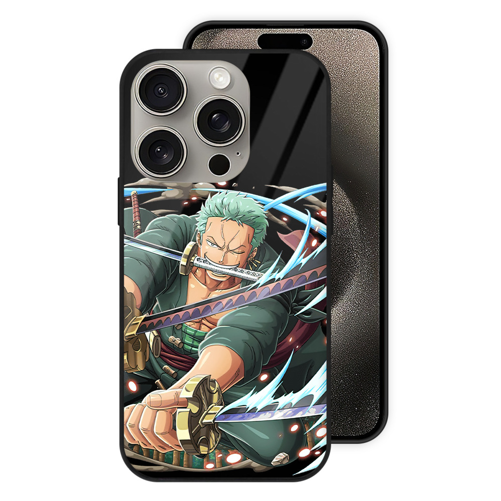 （画像用） ワンピース ロロノア・ゾロ ONE PIECE Roronoa Zoro 【iPhone15Pro対応】スマホケース 耐衝撃＆黄変防止 背面ガラス