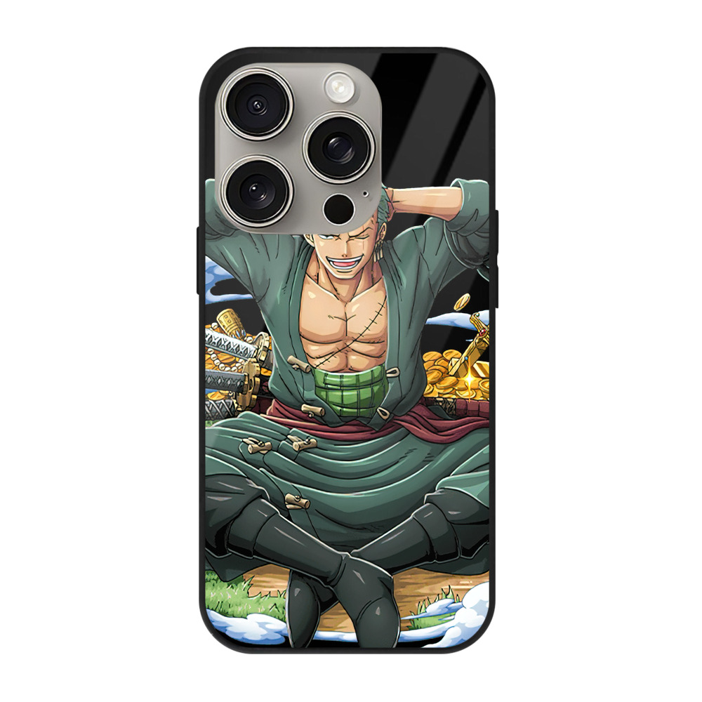 （画像用） ワンピース ロロノア・ゾロ ONE PIECE Roronoa Zoro 【iPhone15Pro対応】スマホケース 耐衝撃＆黄変防止 背面ガラス