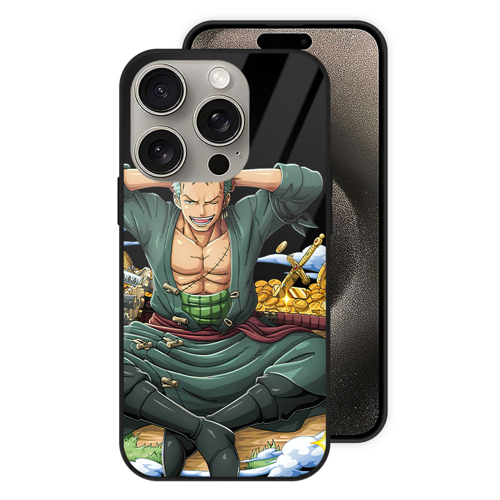 （画像用） ワンピース ロロノア・ゾロ ONE PIECE Roronoa Zoro 【iPhone15Pro対応】スマホケース 耐衝撃＆黄変防止 背面ガラス