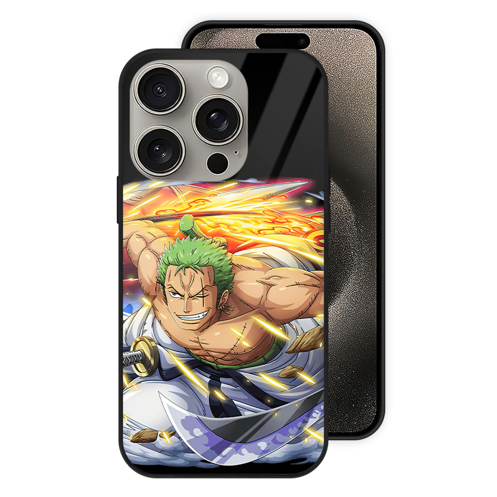 （画像用） ワンピース ロロノア・ゾロ ONE PIECE Roronoa Zoro 【iPhone15Pro対応】スマホケース 耐衝撃＆黄変防止 背面ガラス