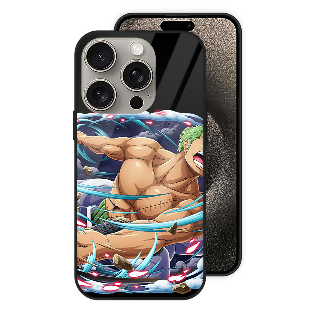 （画像用） ワンピース ロロノア・ゾロ ONE PIECE Roronoa Zoro 【iPhone15Pro対応】スマホケース 耐衝撃＆黄変防止 背面ガラス