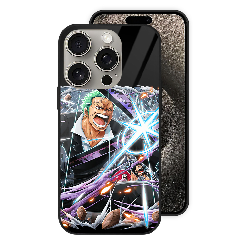 （画像用） ワンピース ロロノア・ゾロ ONE PIECE Roronoa Zoro 【iPhone15Pro対応】スマホケース 耐衝撃＆黄変防止 背面ガラス