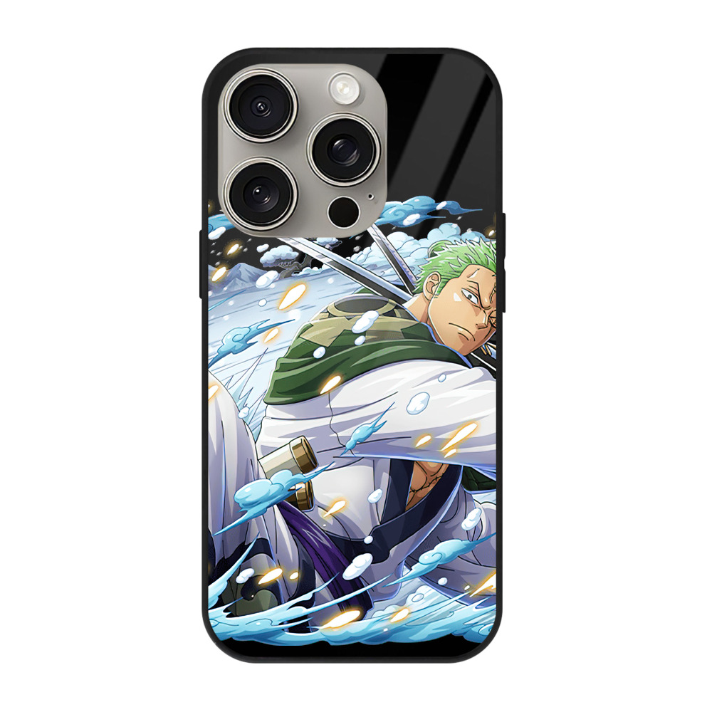 （画像用） ワンピース ロロノア・ゾロ ONE PIECE Roronoa Zoro 【iPhone15Pro対応】スマホケース 耐衝撃＆黄変防止 背面ガラス