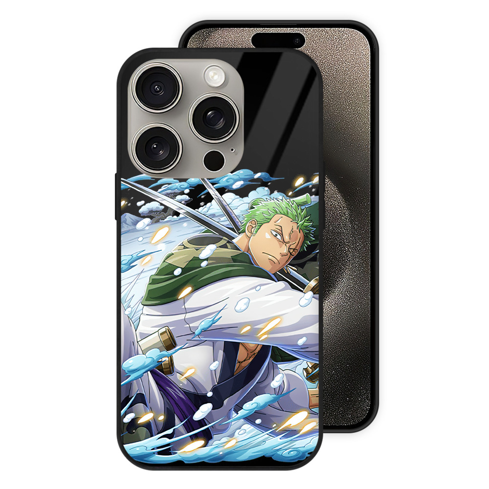 （画像用） ワンピース ロロノア・ゾロ ONE PIECE Roronoa Zoro 【iPhone15Pro対応】スマホケース 耐衝撃＆黄変防止 背面ガラス
