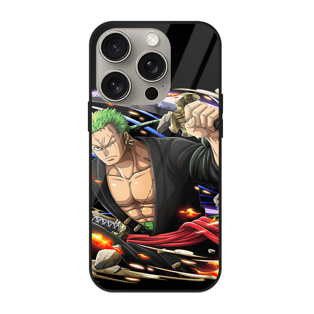 （画像用） ワンピース ロロノア・ゾロ ONE PIECE Roronoa Zoro 【iPhone15Pro対応】スマホケース 耐衝撃＆黄変防止 背面ガラス