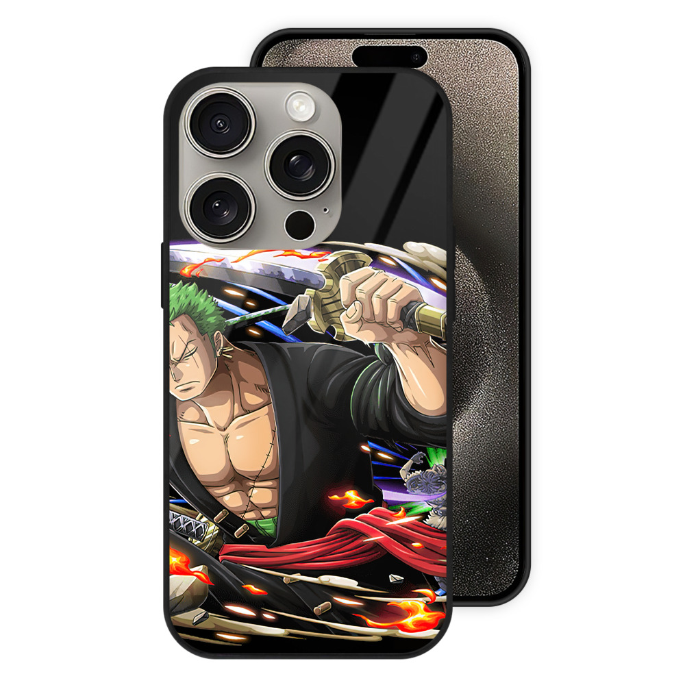 （画像用） ワンピース ロロノア・ゾロ ONE PIECE Roronoa Zoro 【iPhone15Pro対応】スマホケース 耐衝撃＆黄変防止 背面ガラス