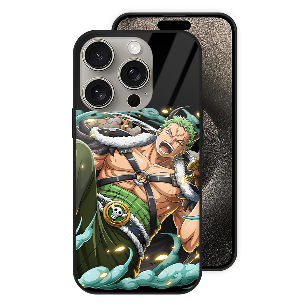 （画像用） ワンピース ロロノア・ゾロ ONE PIECE Roronoa Zoro 【iPhone15Pro対応】スマホケース 耐衝撃＆黄変防止 背面ガラス