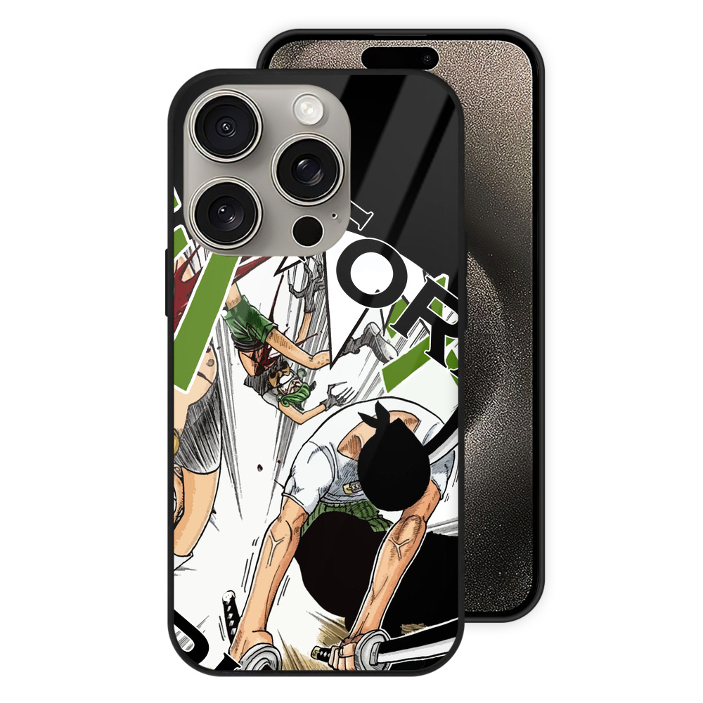 （画像用） ワンピース ロロノア・ゾロ ONE PIECE Roronoa Zoro 【iPhone15Pro対応】スマホケース 耐衝撃＆黄変防止 背面ガラス