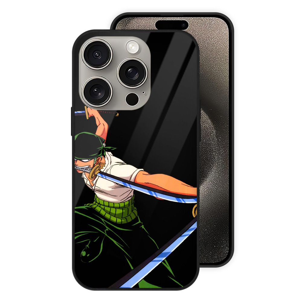 （画像用） ワンピース ロロノア・ゾロ ONE PIECE Roronoa Zoro 【iPhone15Pro対応】スマホケース 耐衝撃＆黄変防止 背面ガラス