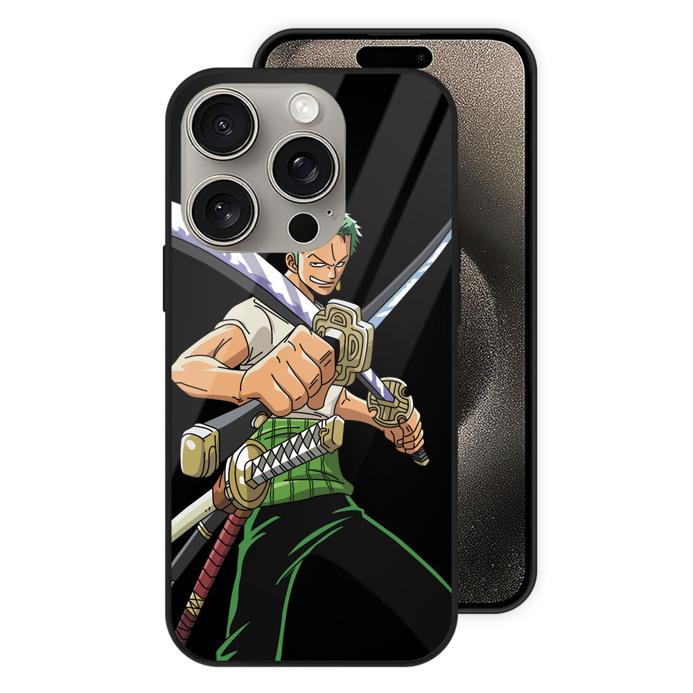 （画像用） ワンピース ロロノア・ゾロ ONE PIECE Roronoa Zoro 【iPhone15Pro対応】スマホケース 耐衝撃＆黄変防止 背面ガラス