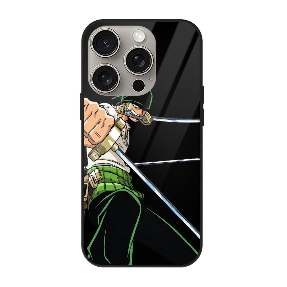 （画像用） ワンピース ロロノア・ゾロ ONE PIECE Roronoa Zoro 【iPhone15Pro対応】スマホケース 耐衝撃＆黄変防止 背面ガラス