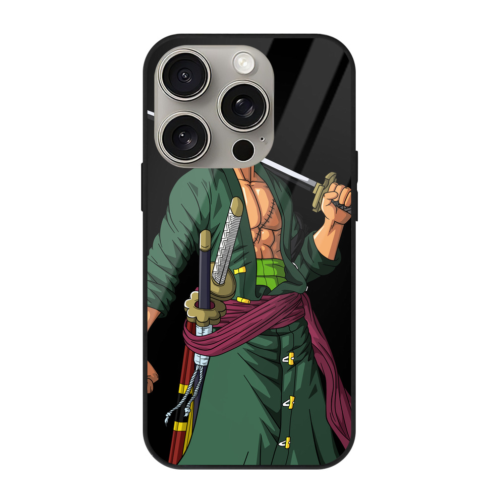 （画像用） ワンピース ロロノア・ゾロ ONE PIECE Roronoa Zoro 【iPhone15Pro対応】スマホケース 耐衝撃＆黄変防止 背面ガラス