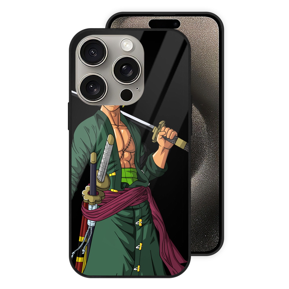 （画像用） ワンピース ロロノア・ゾロ ONE PIECE Roronoa Zoro 【iPhone15Pro対応】スマホケース 耐衝撃＆黄変防止 背面ガラス