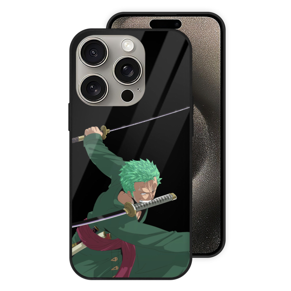 （画像用） ワンピース ロロノア・ゾロ ONE PIECE Roronoa Zoro 【iPhone15Pro対応】スマホケース 耐衝撃＆黄変防止 背面ガラス