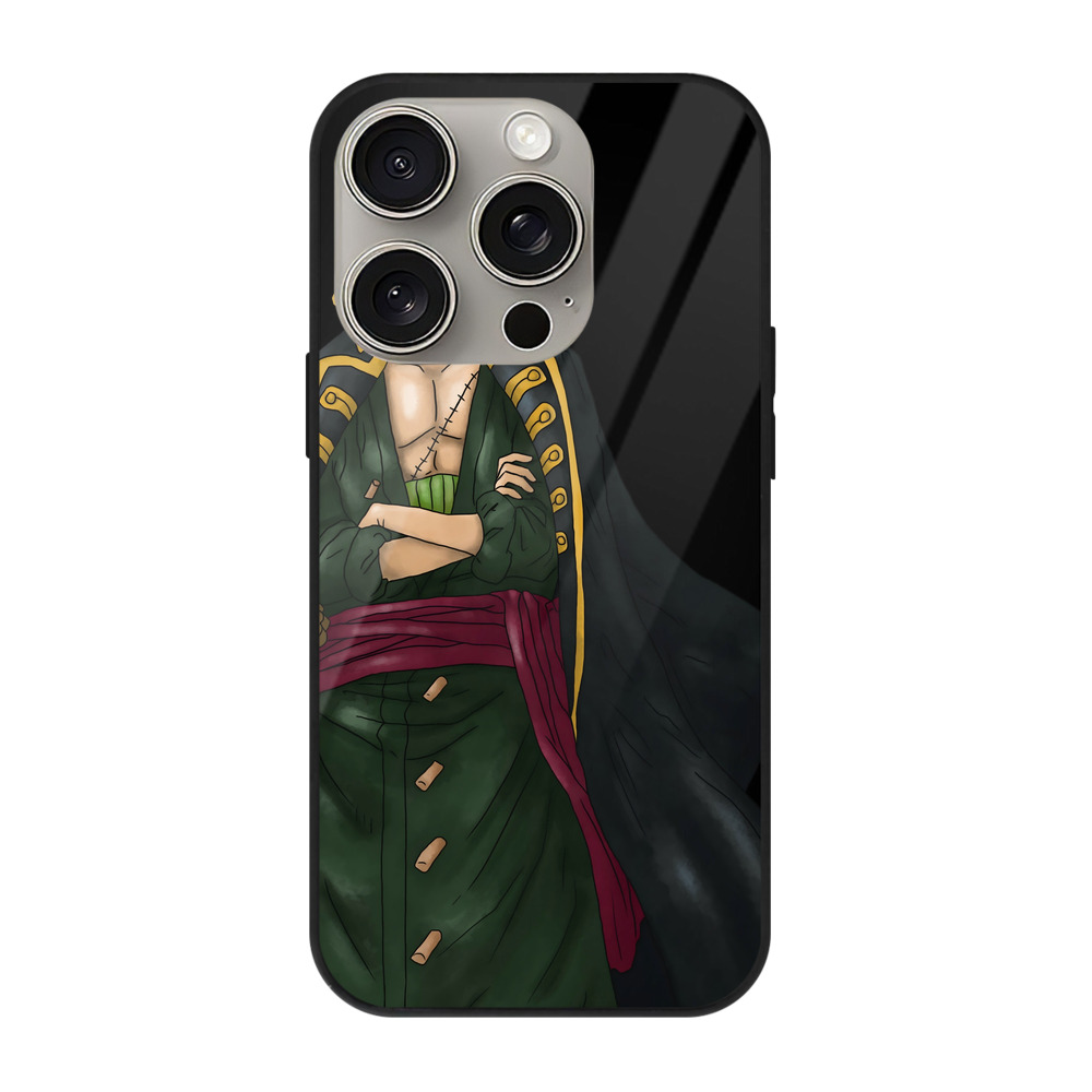 （画像用） ワンピース ロロノア・ゾロ ONE PIECE Roronoa Zoro 【iPhone15Pro対応】スマホケース 耐衝撃＆黄変防止 背面ガラス