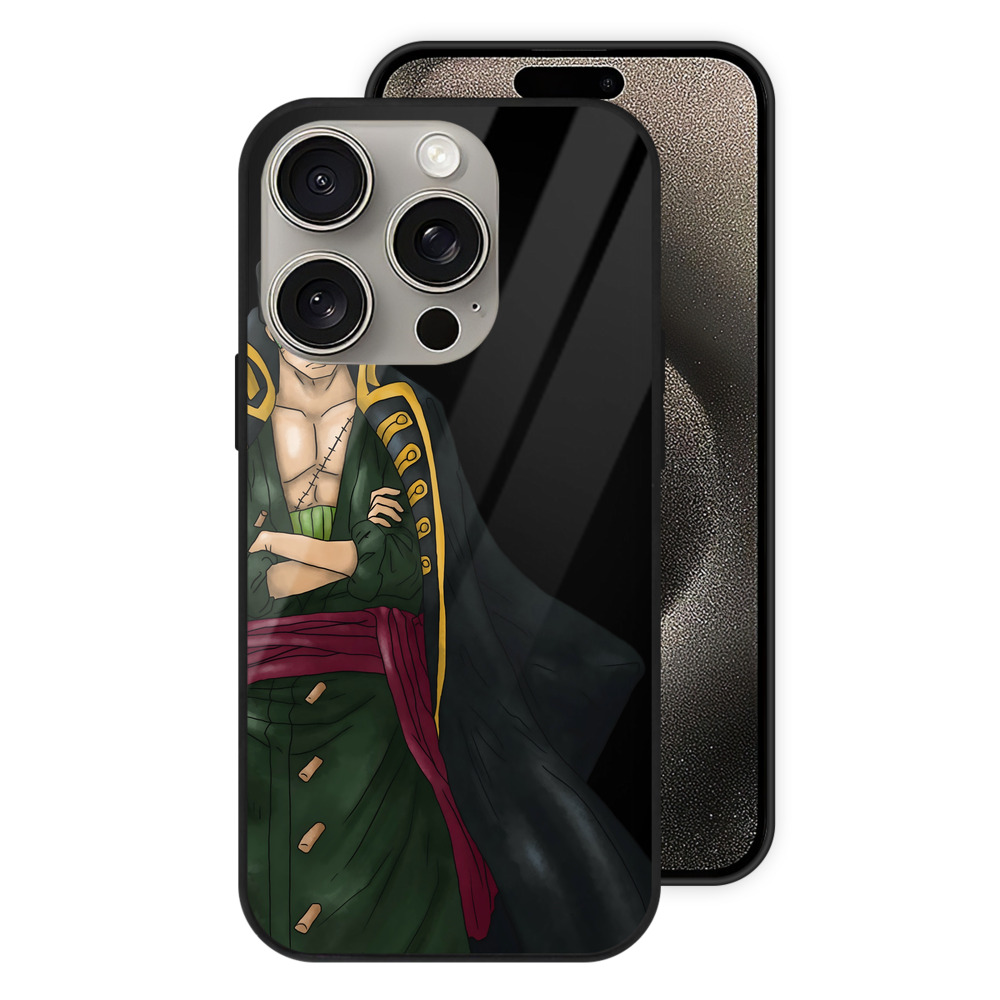 （画像用） ワンピース ロロノア・ゾロ ONE PIECE Roronoa Zoro 【iPhone15Pro対応】スマホケース 耐衝撃＆黄変防止 背面ガラス