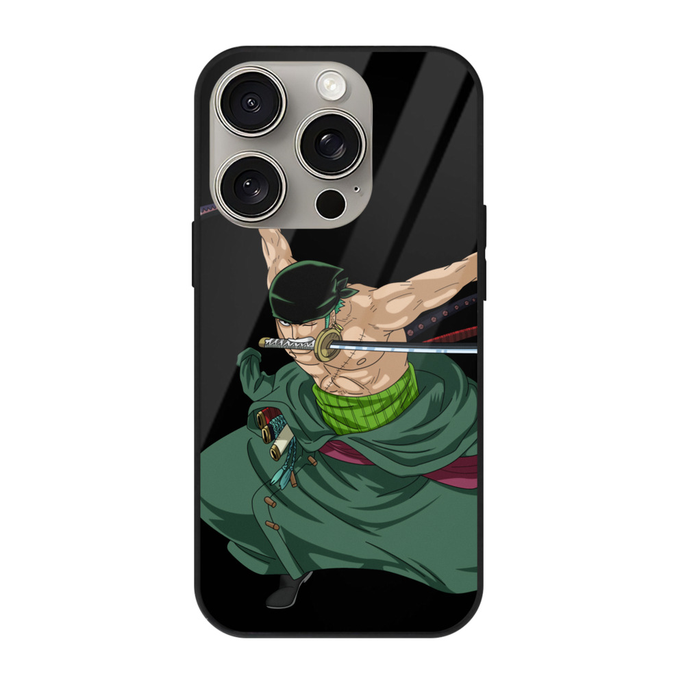 （画像用） ワンピース ロロノア・ゾロ ONE PIECE Roronoa Zoro 【iPhone15Pro対応】スマホケース 耐衝撃＆黄変防止 背面ガラス