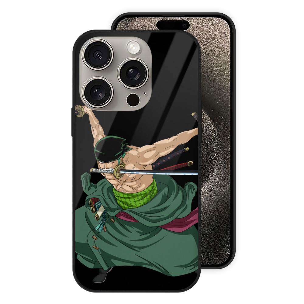 （画像用） ワンピース ロロノア・ゾロ ONE PIECE Roronoa Zoro 【iPhone15Pro対応】スマホケース 耐衝撃＆黄変防止 背面ガラス