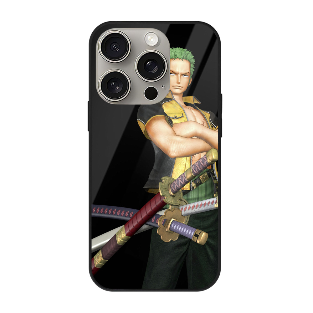 （画像用） ワンピース ロロノア・ゾロ ONE PIECE Roronoa Zoro 【iPhone15Pro対応】スマホケース 耐衝撃＆黄変防止 背面ガラス