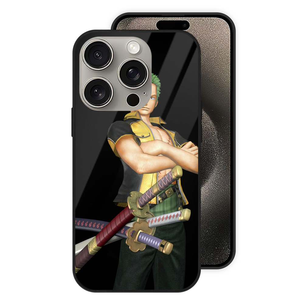 （画像用） ワンピース ロロノア・ゾロ ONE PIECE Roronoa Zoro 【iPhone15Pro対応】スマホケース 耐衝撃＆黄変防止 背面ガラス
