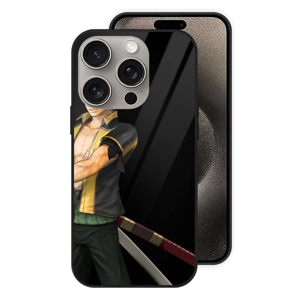 （画像用） ワンピース ロロノア・ゾロ ONE PIECE Roronoa Zoro 【iPhone15Pro対応】スマホケース 耐衝撃＆黄変防止 背面ガラス