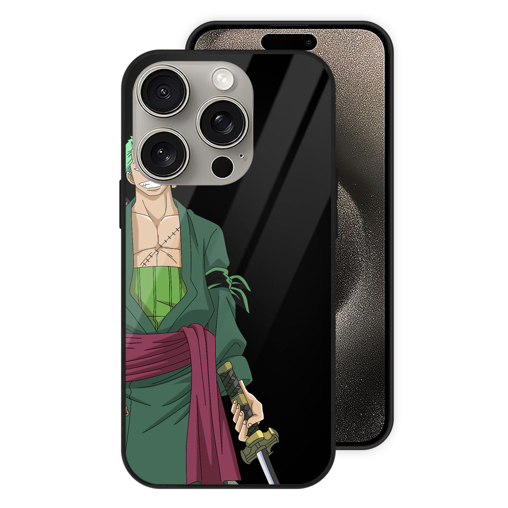 （画像用） ワンピース ロロノア・ゾロ ONE PIECE Roronoa Zoro 【iPhone15Pro対応】スマホケース 耐衝撃＆黄変防止 背面ガラス