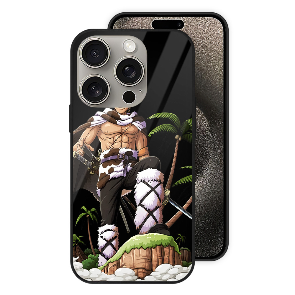 （画像用） ワンピース ロロノア・ゾロ ONE PIECE Roronoa Zoro 【iPhone15Pro対応】スマホケース 耐衝撃＆黄変防止 背面ガラス