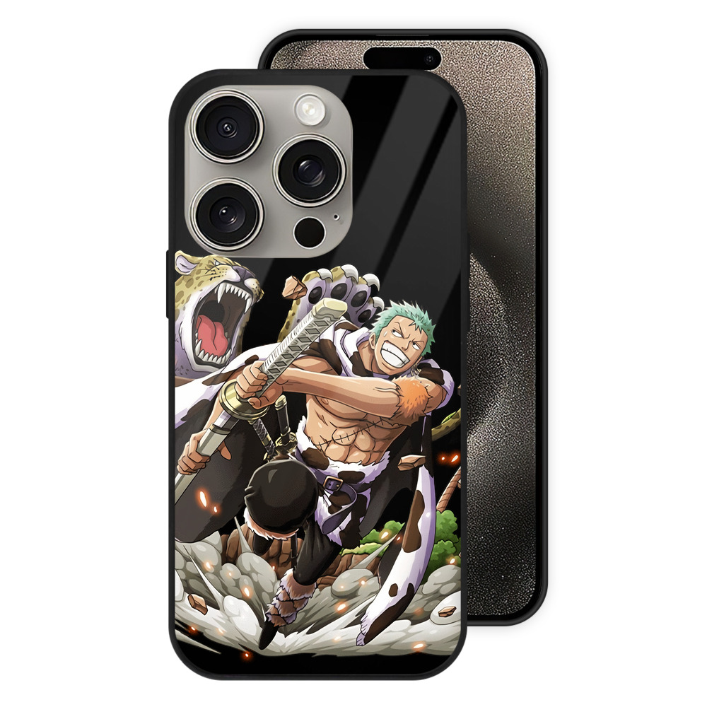（画像用） ワンピース ロロノア・ゾロ ONE PIECE Roronoa Zoro 【iPhone15Pro対応】スマホケース 耐衝撃＆黄変防止 背面ガラス