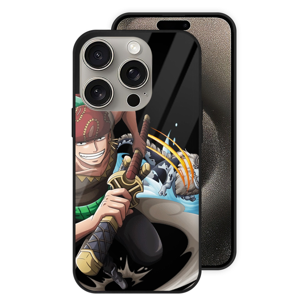 （画像用） ワンピース ロロノア・ゾロ ONE PIECE Roronoa Zoro 【iPhone15Pro対応】スマホケース 耐衝撃＆黄変防止 背面ガラス