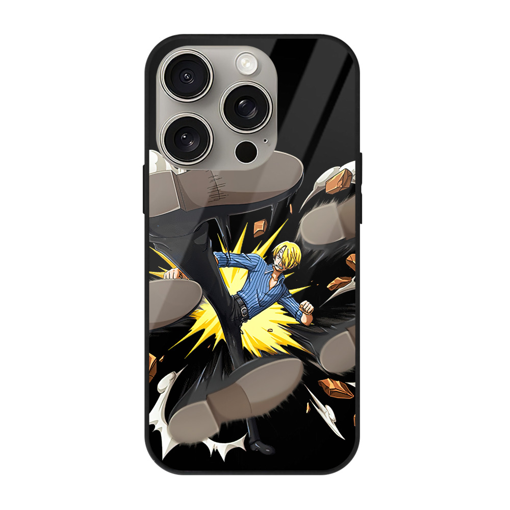 （画像用） ワンピース サンジ ONE PIECE Sanji 【iPhone15Pro対応】スマホケース 耐衝撃＆黄変防止 背面ガラス