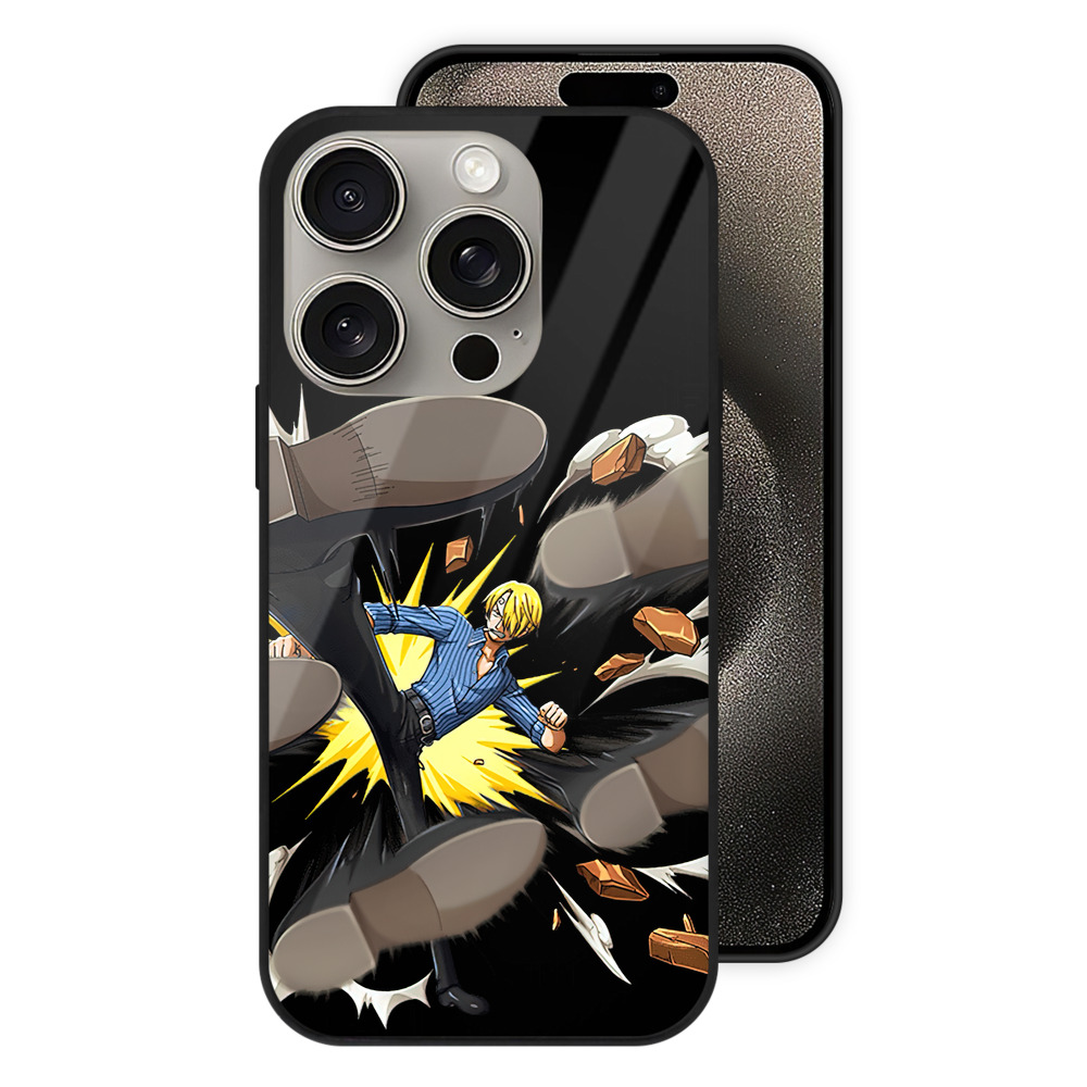 （画像用） ワンピース サンジ ONE PIECE Sanji 【iPhone15Pro対応】スマホケース 耐衝撃＆黄変防止 背面ガラス