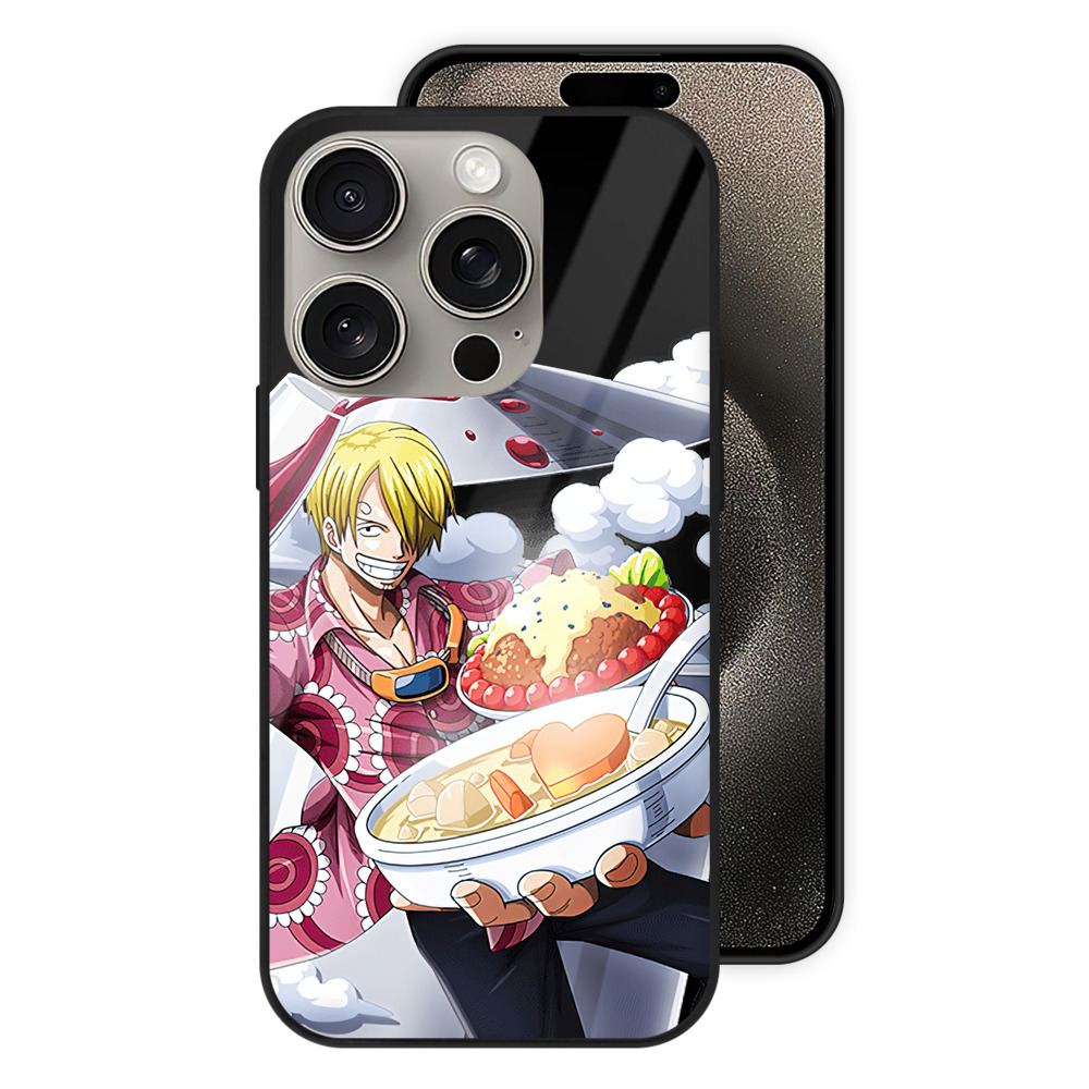（画像用） ワンピース サンジ ONE PIECE Sanji 【iPhone15Pro対応】スマホケース 耐衝撃＆黄変防止 背面ガラス