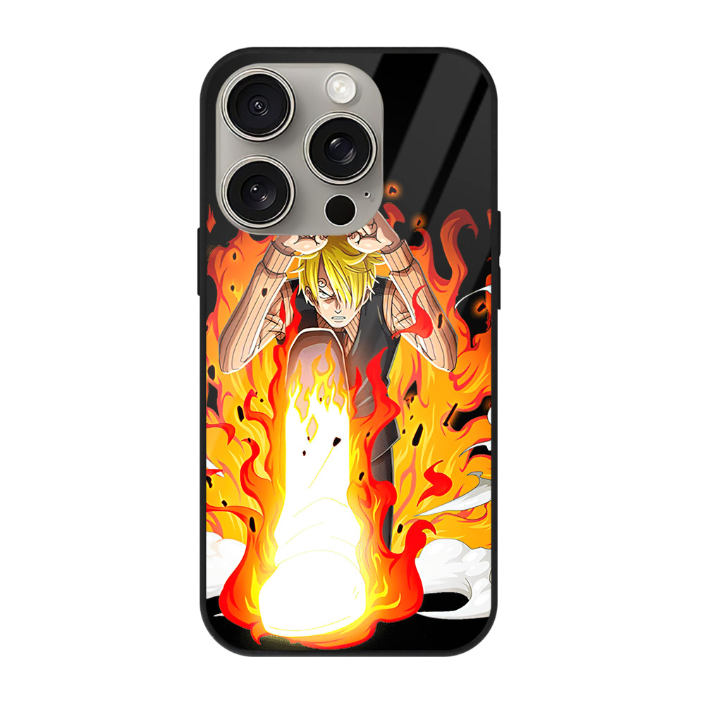 （画像用） ワンピース サンジ ONE PIECE Sanji 【iPhone15Pro対応】スマホケース 耐衝撃＆黄変防止 背面ガラス
