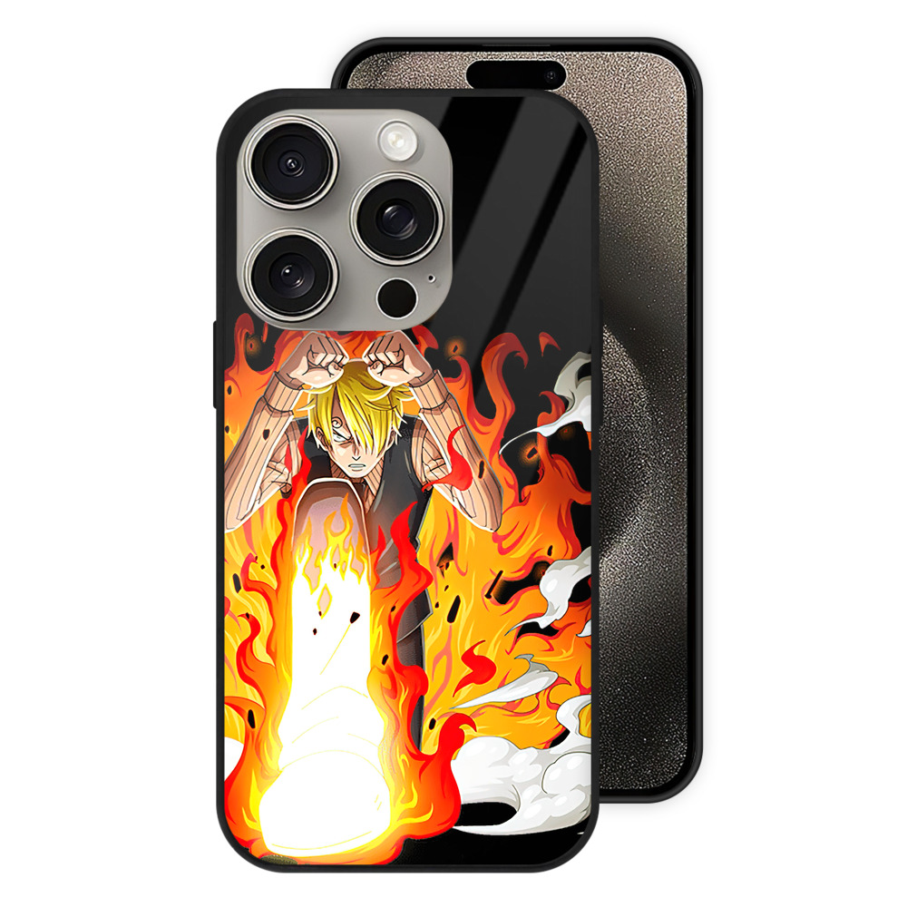 （画像用） ワンピース サンジ ONE PIECE Sanji 【iPhone15Pro対応】スマホケース 耐衝撃＆黄変防止 背面ガラス