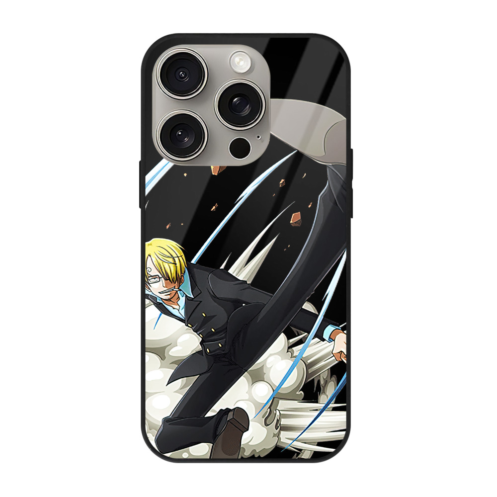 （画像用） ワンピース サンジ ONE PIECE Sanji 【iPhone15Pro対応】スマホケース 耐衝撃＆黄変防止 背面ガラス