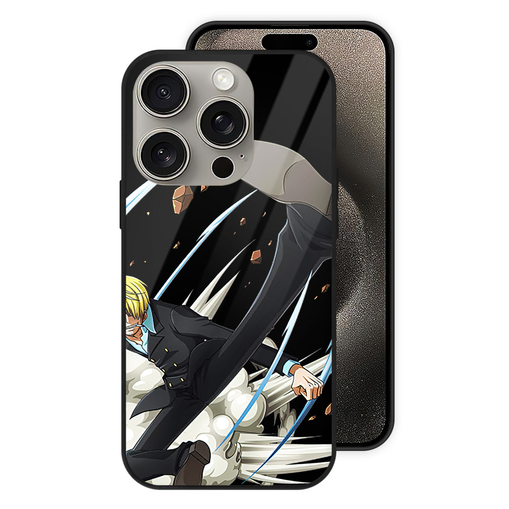 （画像用） ワンピース サンジ ONE PIECE Sanji 【iPhone15Pro対応】スマホケース 耐衝撃＆黄変防止 背面ガラス