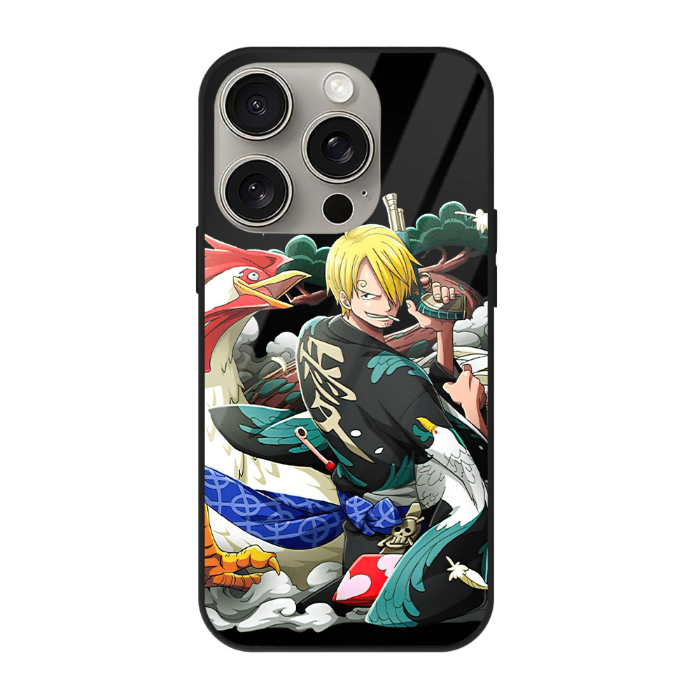 （画像用） ワンピース サンジ ONE PIECE Sanji 【iPhone15Pro対応】スマホケース 耐衝撃＆黄変防止 背面ガラス