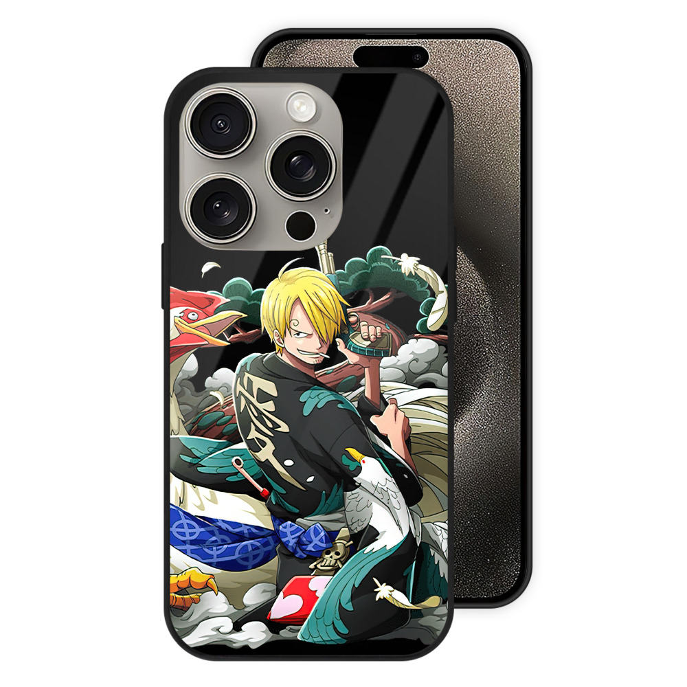 （画像用） ワンピース サンジ ONE PIECE Sanji 【iPhone15Pro対応】スマホケース 耐衝撃＆黄変防止 背面ガラス