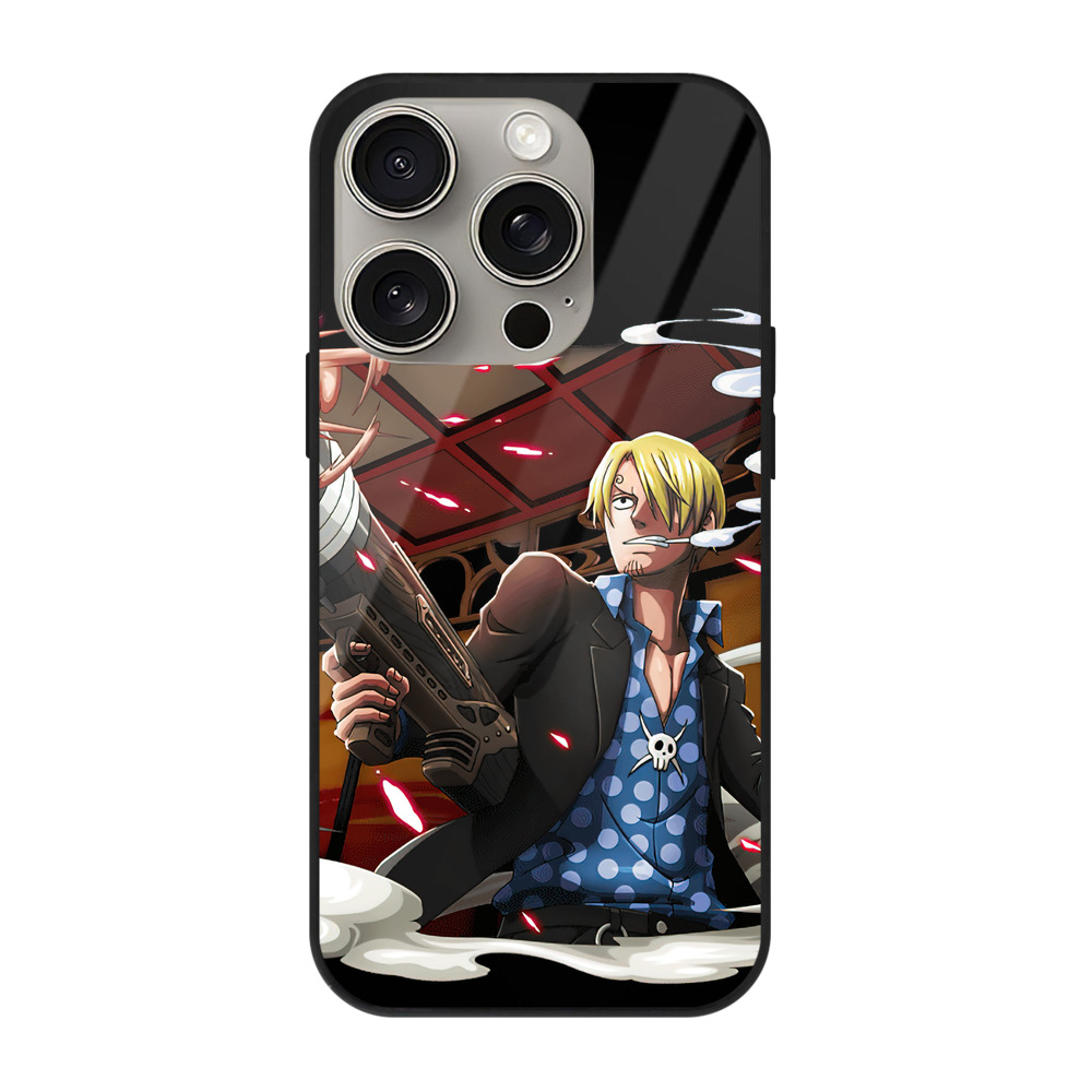 （画像用） ワンピース サンジ ONE PIECE Sanji 【iPhone15Pro対応】スマホケース 耐衝撃＆黄変防止 背面ガラス