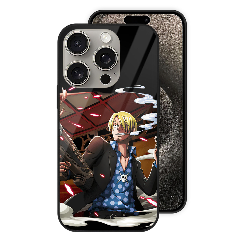 （画像用） ワンピース サンジ ONE PIECE Sanji 【iPhone15Pro対応】スマホケース 耐衝撃＆黄変防止 背面ガラス