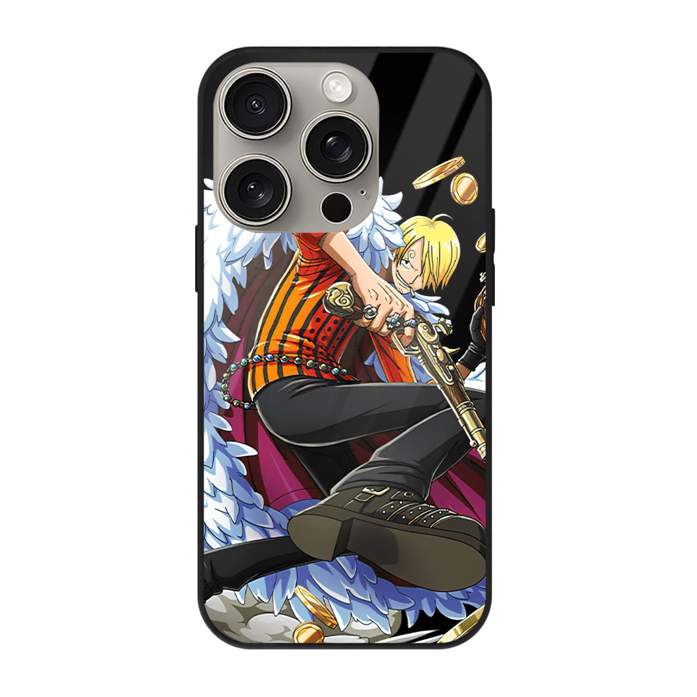 （画像用） ワンピース サンジ ONE PIECE Sanji 【iPhone15Pro対応】スマホケース 耐衝撃＆黄変防止 背面ガラス