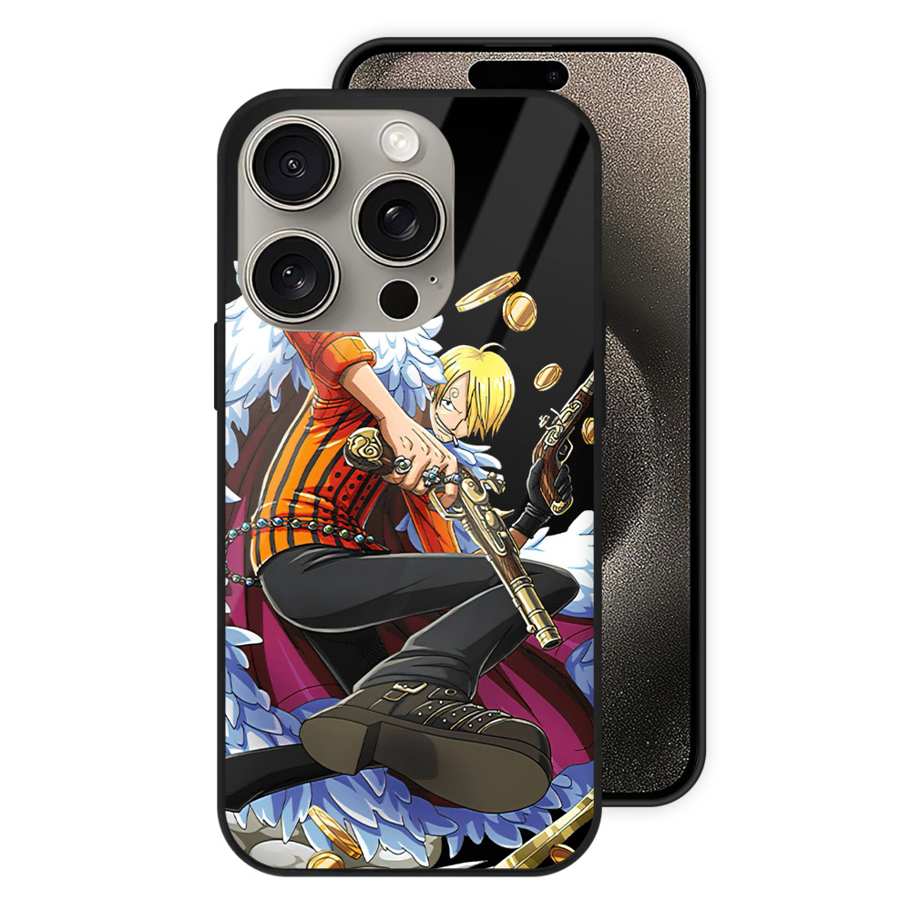（画像用） ワンピース サンジ ONE PIECE Sanji 【iPhone15Pro対応】スマホケース 耐衝撃＆黄変防止 背面ガラス