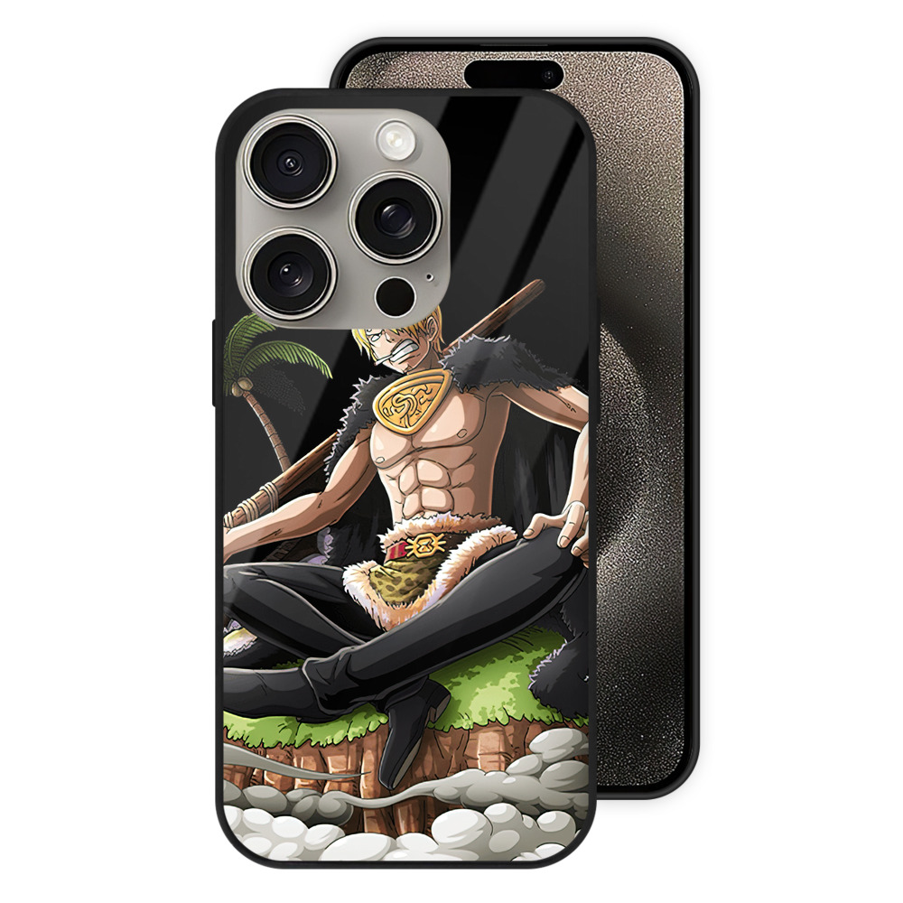 （画像用） ワンピース サンジ ONE PIECE Sanji 【iPhone15Pro対応】スマホケース 耐衝撃＆黄変防止 背面ガラス