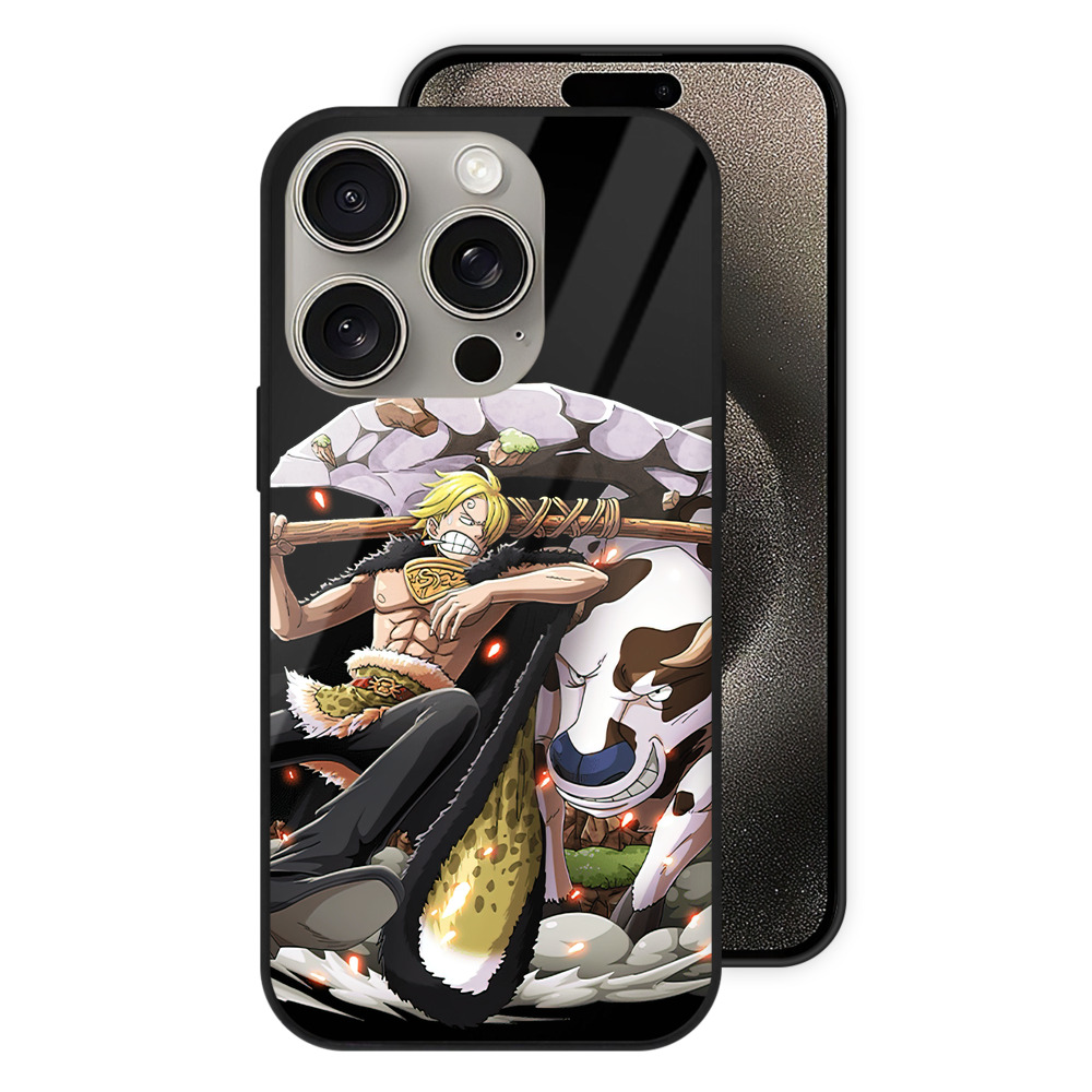 ワンピース サンジ ONE PIECE Sanji 【iPhone15Pro対応】スマホケース 耐衝撃＆黄変防止 背面ガラス