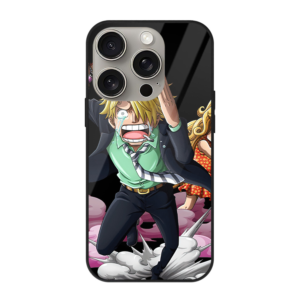 （画像用） ワンピース サンジ ONE PIECE Sanji 【iPhone15Pro対応】スマホケース 耐衝撃＆黄変防止 背面ガラス