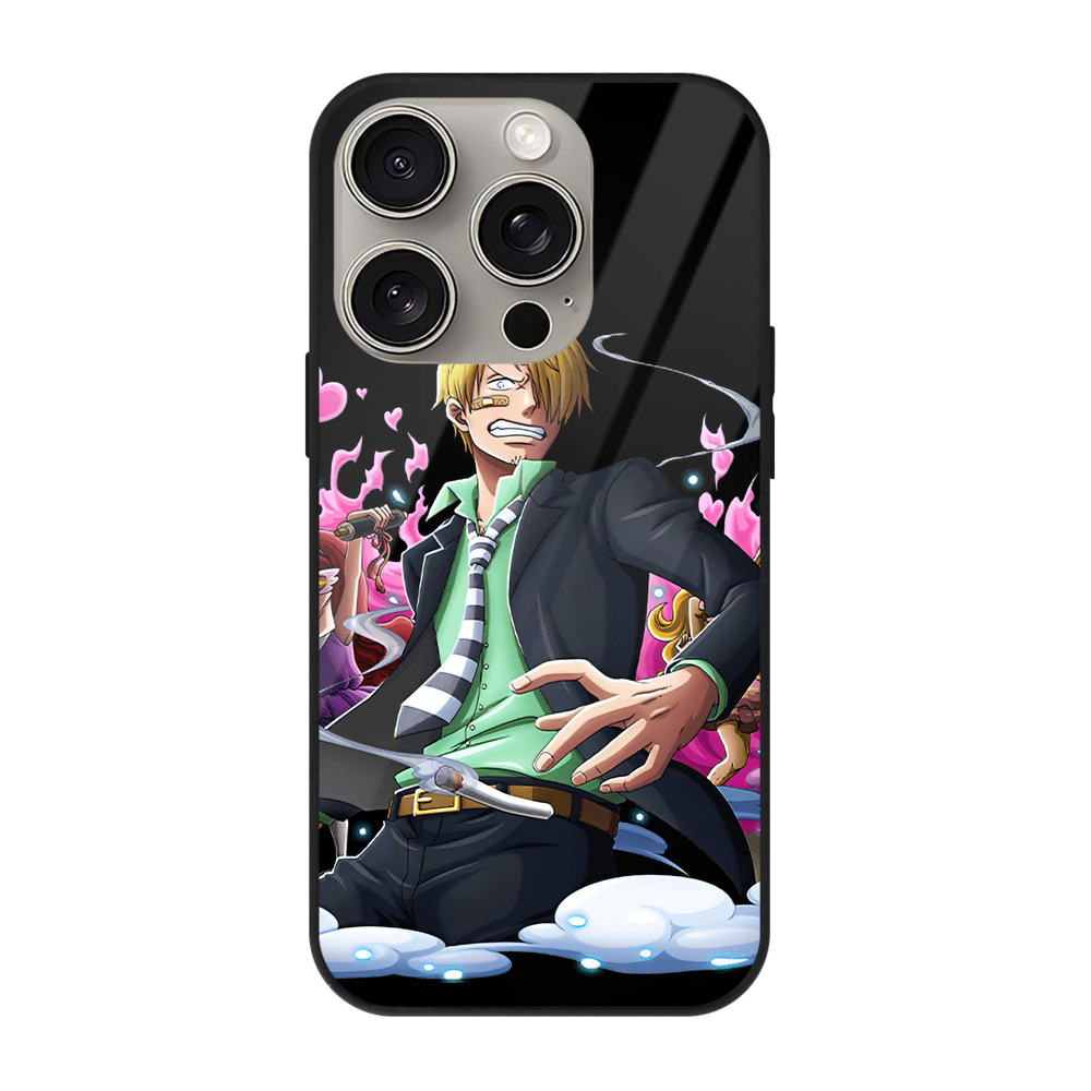 （画像用） ワンピース サンジ ONE PIECE Sanji 【iPhone15Pro対応】スマホケース 耐衝撃＆黄変防止 背面ガラス